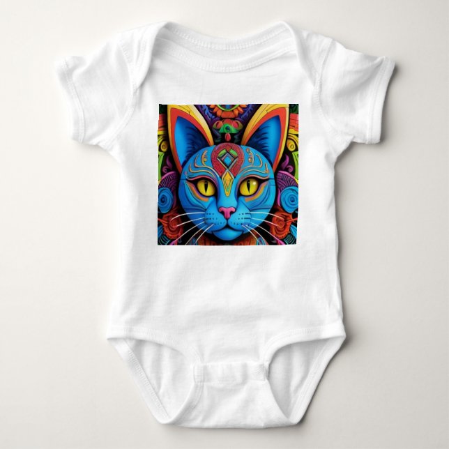 Abstract Cat With Yellow Eyes T Shirt (Framsida)