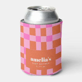 Abstract Checker Pink Orange Custom Baby Shower