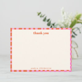 Abstract Checker Pink Orange Custom Baby Shower Tack Kort