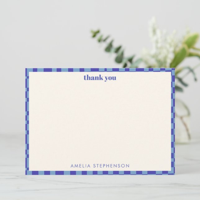 Abstract Checkerboard Blue Custom Baby Shower Tack Kort (Stående Fram)