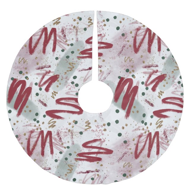 Abstract Cheer in Maroon, Gold & Evergreen Julgransmatta Borstad Polyester (Framsidan)