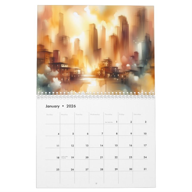 Abstract City Scape 12 Month Calendar Kalender (Jan 2026)
