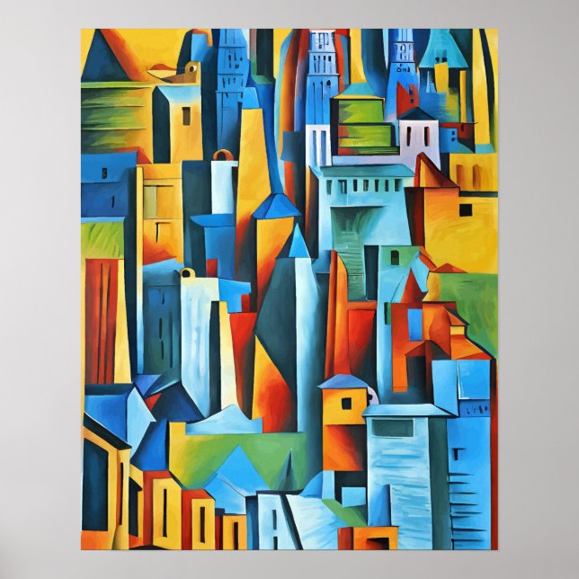 Abstract Cityscape Buildings Skyscrapers Art Poster (Framsidan)