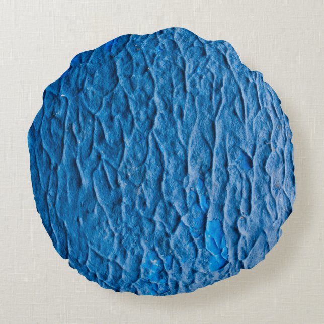 Abstract Cobalt Blue Textured Wall with Impasto Pa Rund Kudde (Baksidan)