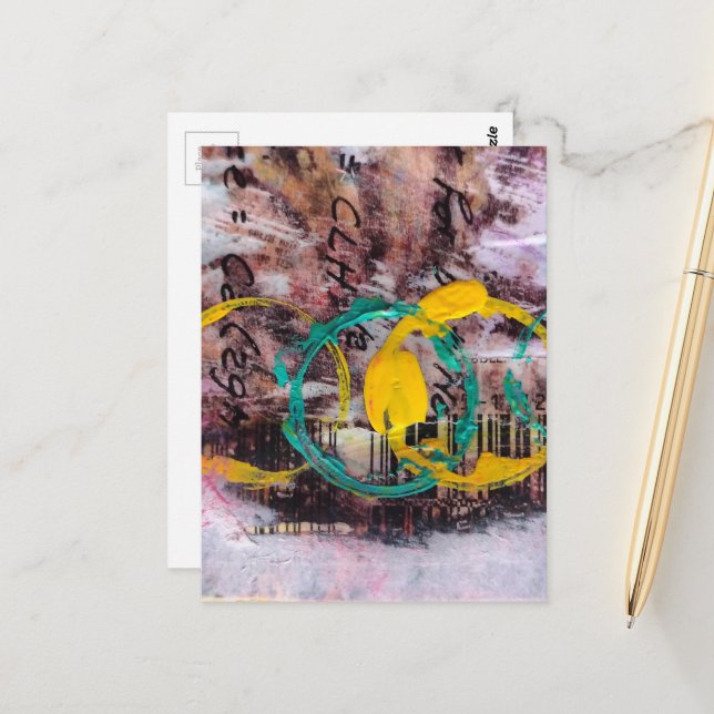 abstract collage circles  vykort (Fram/Back In Situ)