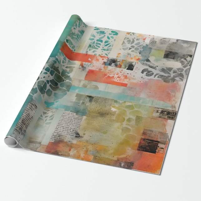 Abstract Collage Mixed Media Abstract Presentpapper (Utrullad)