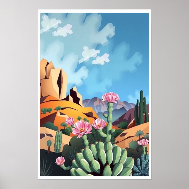 Abstract Colorado Mountains Desert Cactus Poster (Framsidan)