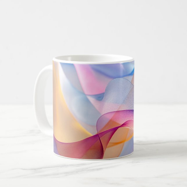 Abstract Colorful Flowing Ribbons Kaffemugg (Framsida vänster)