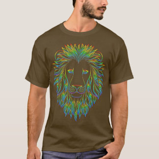 Abstract colorful lion head t shirt