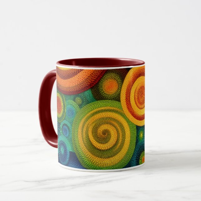 Abstract concentric circles in vibrant multicolor  mugg (Framsida vänster)