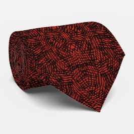 Abstract Contemporary Black Crosshatch On Red Rust Slips