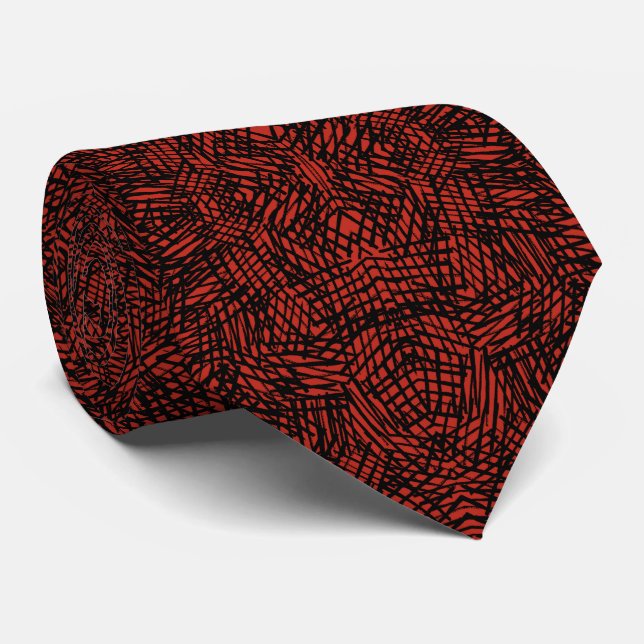 Abstract Contemporary Black Crosshatch On Red Rust Slips (Rullad)
