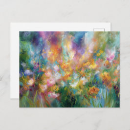 Abstract cosmic floral explosion in pastel colors vykort
