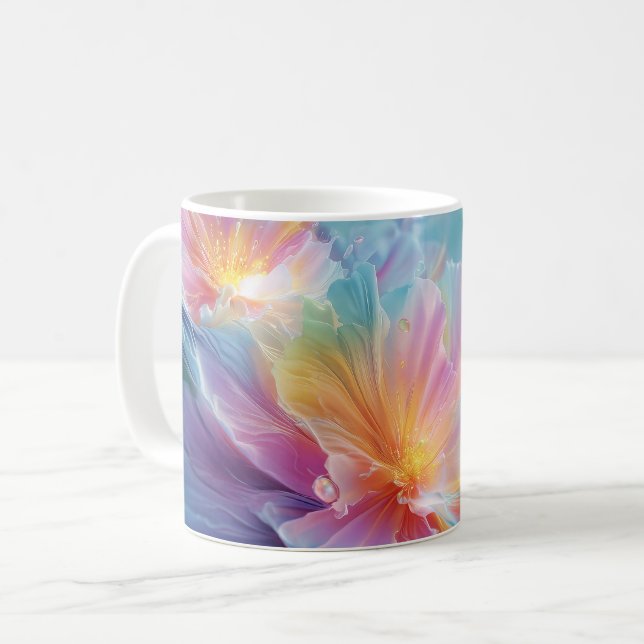 Abstract cosmic floral explosion in pastel kaffemugg (Framsida vänster)