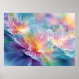 Abstract cosmic floral explosion in pastel poster