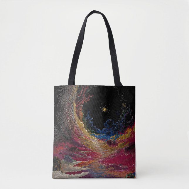 Abstract Cosmic Night Tote Bag Tygkasse (Framsida)