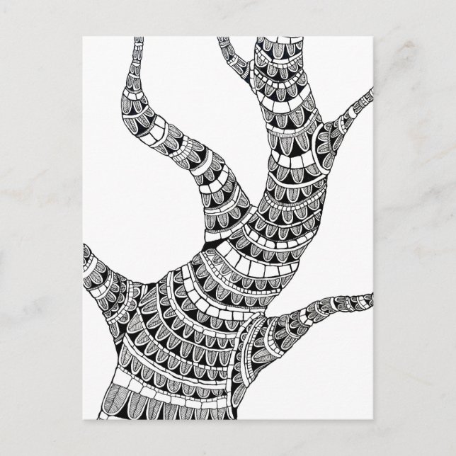 Abstract Curvy Tree Pen Drawing  Vykort (Framsida)