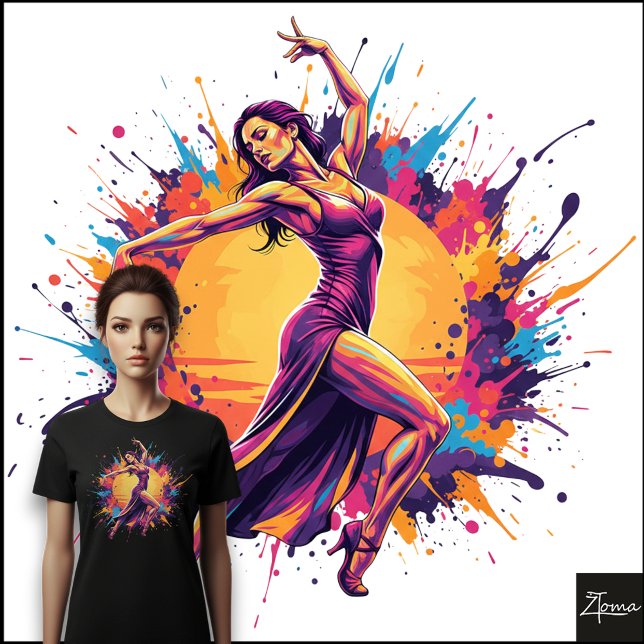 Abstract Dancer Neon Dress Dynamic Splatter T Shirt (Skapare uppladdad)