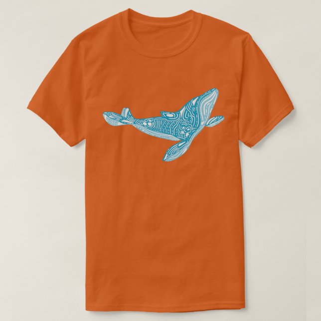 Abstract Decorated Whale Design T Shirt (Design framsida)