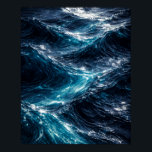Abstract Deep Ocean Water Ripple Art Poster<br><div class="desc">This Abstract Deep Ocean Water Ripple Art Poster features a hyper-detailed macro texture of dark swirling ocean waves with indigo and cyan ink-like depths. Perfect for calming home office decor, coastal-themed living rooms, or as a sophisticated addition to a gallery wall set. This premium matte print adds a deep, elemental...</div>