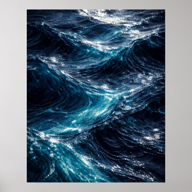 Abstract Deep Ocean Water Ripple Art Poster (Framsidan)