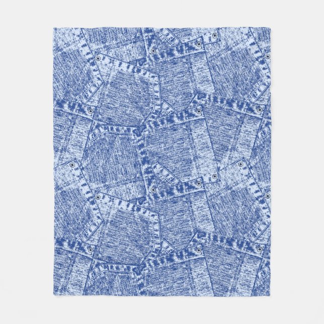 Abstract Denim Pockets Patchwork Seamless Pattern  Fleecefilt (Framsidan)