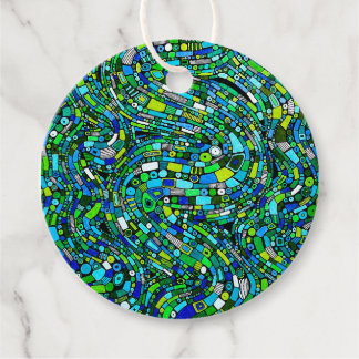 Abstract Design Blue Green Waves Shapes Gåvor Etiketter