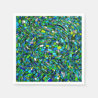 Abstract Design Blue Green Waves Shapes Pappersservett