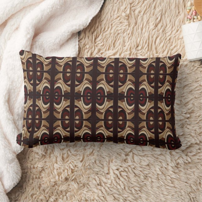 Abstract Design Browns Rust Beige Patterns Lumbarkudde (Filt)