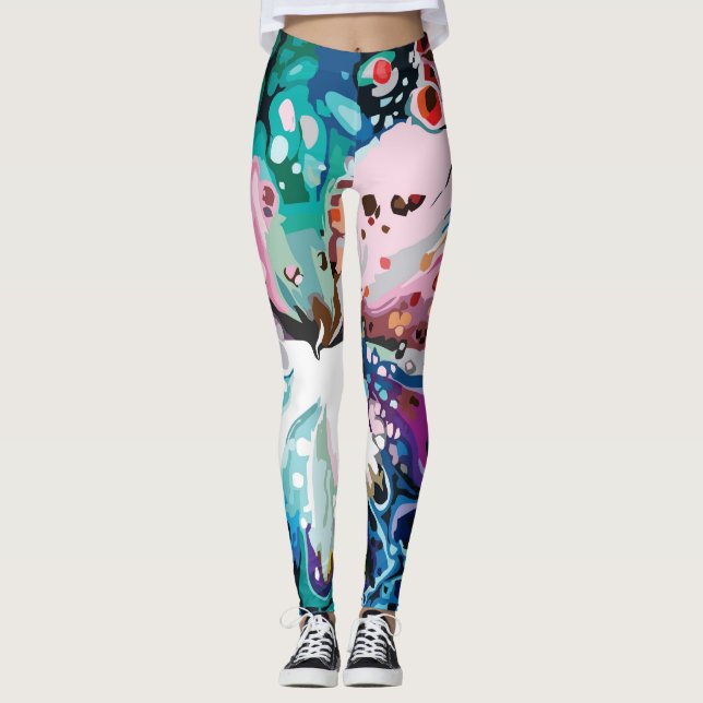 Abstract Design marmorerade Mönster Leggings (Framsida)