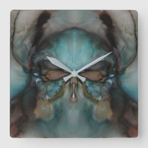 Abstract Design Scary Viking-mask Fyrkantig Klocka