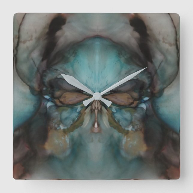 Abstract Design Scary Viking-mask Fyrkantig Klocka (Framsida)