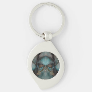 Abstract Design Scary Viking-mask Swirl Silverfärgad Nyckelring