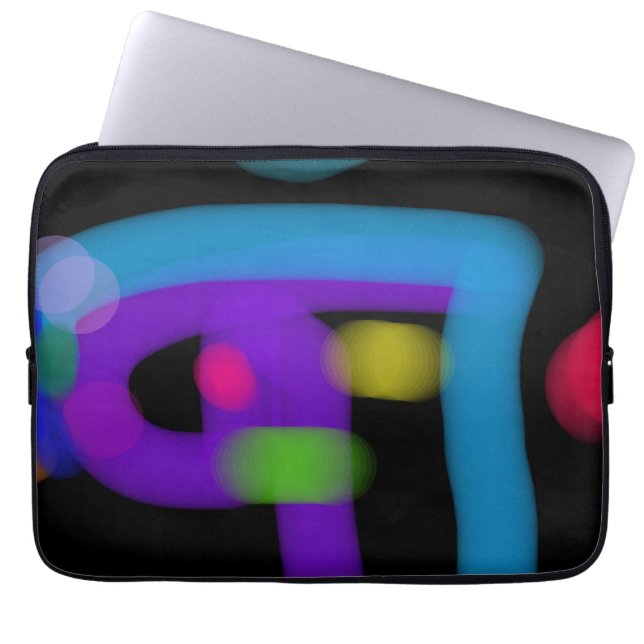 Abstract Digital Circuitry in Cobalt and Violet Laptop Fodral (Framsidan)