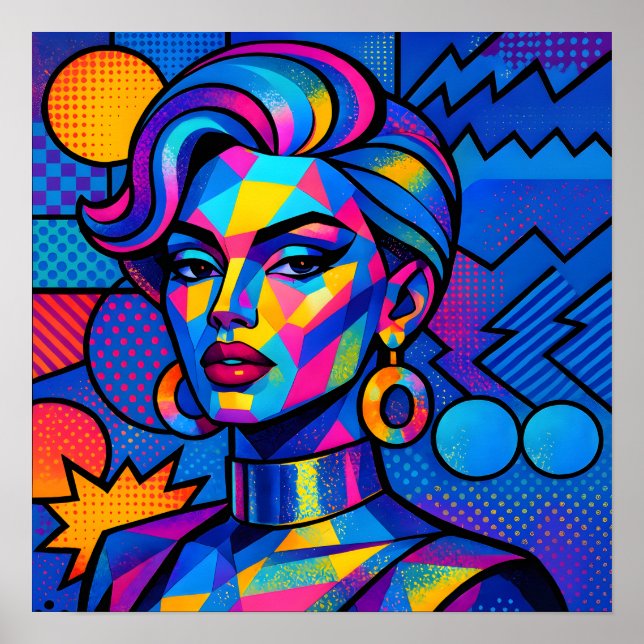 Abstract Diva - Modern Retro Geometric Pop Art Poster (Framsidan)