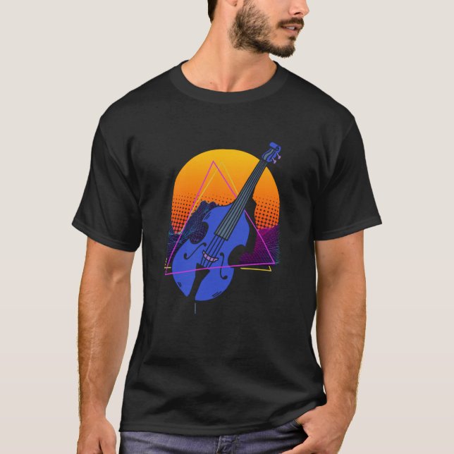 Abstract Double Bass Jazz Musician Contrabass Play T Shirt (Framsida)