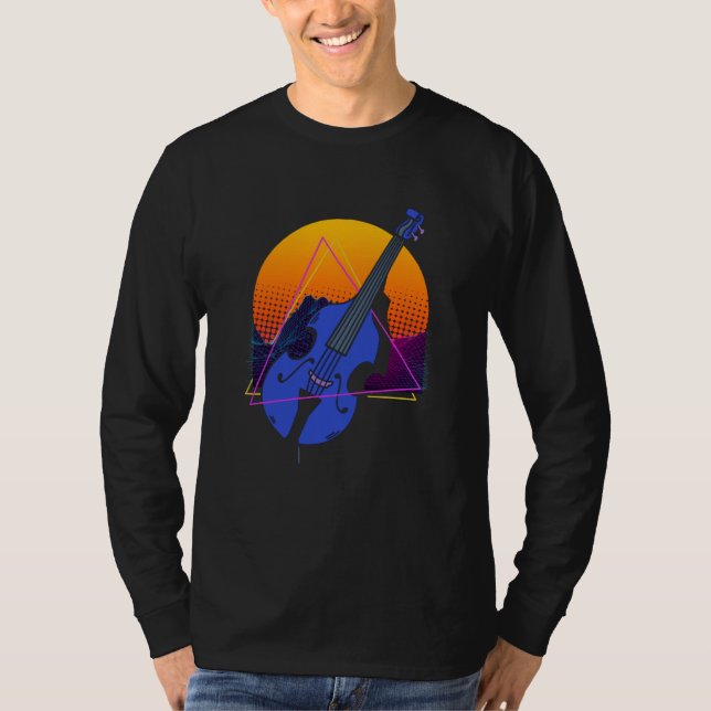 Abstract Double Bass Jazz Musician Contrabass Play T Shirt (Framsida)