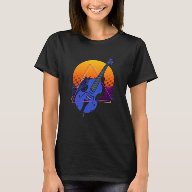 Abstract Double Bass Jazz Musician Contrabass Play T Shirt (Framsida)