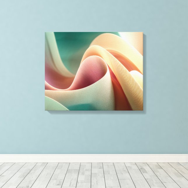 Abstract Drapery with Pastel Gradient Flow Canvastryck (Insitu (trägolv))