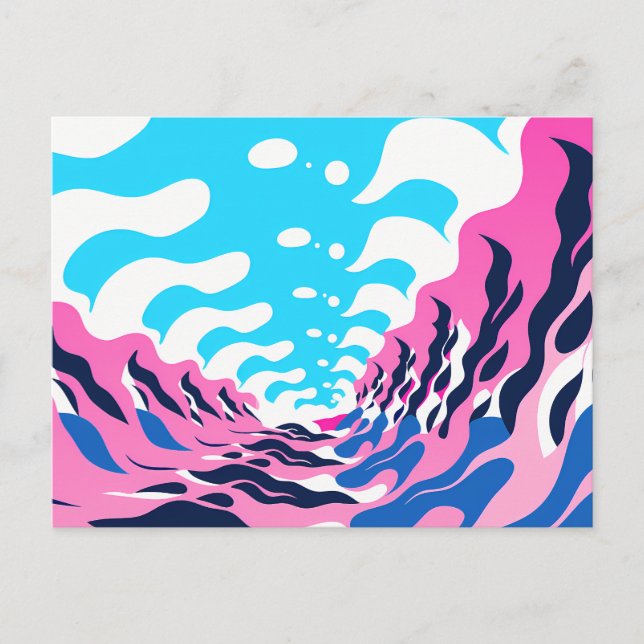 Abstract Dream Wave – Vibrant Surreal Flow Helg Vykort (Framsida)