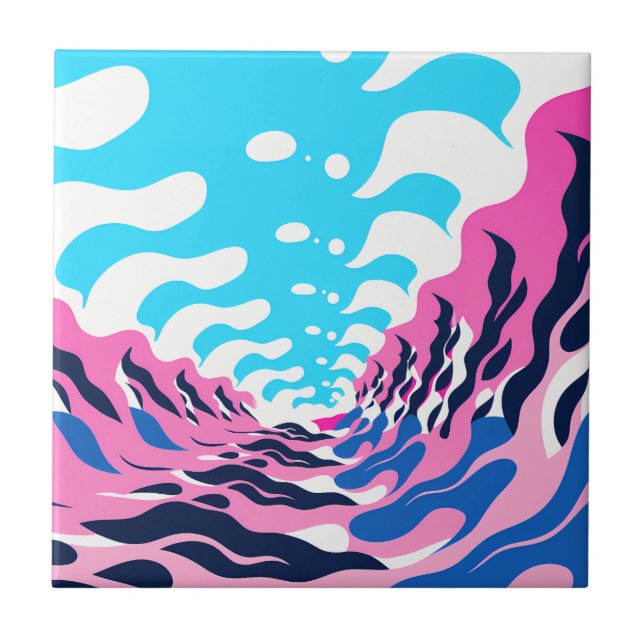 Abstract Dream Wave – Vibrant Surreal Flow Kakelplatta (Framsidan)