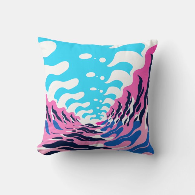 Abstract Dream Wave – Vibrant Surreal Flow Kudde (Framsida)