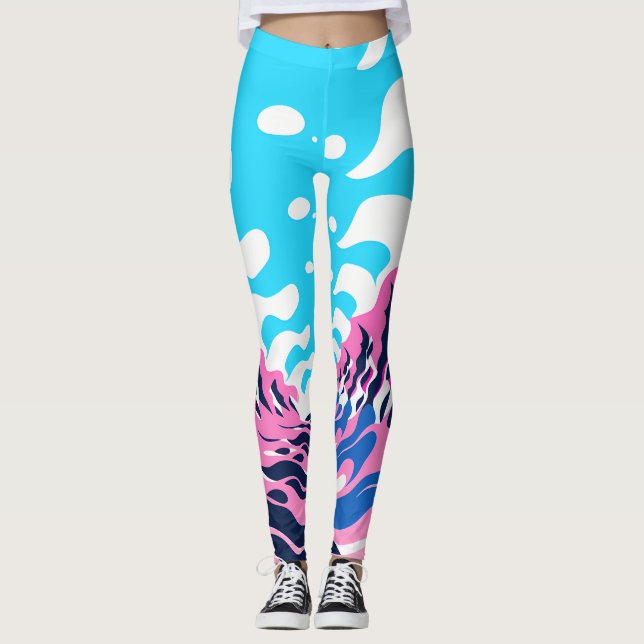 Abstract Dream Wave – Vibrant Surreal Flow Leggings (Framsida)