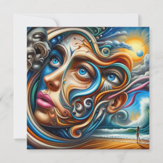 Abstract Dreamscape Ocean Serenity & Cosmic Wonder Julkort