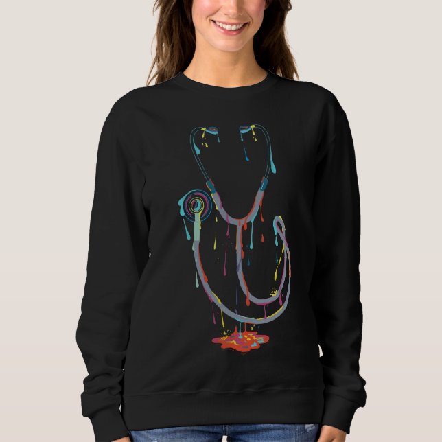 Abstract Dripping Stethoscope – Medical Art T Shirt (Framsida)