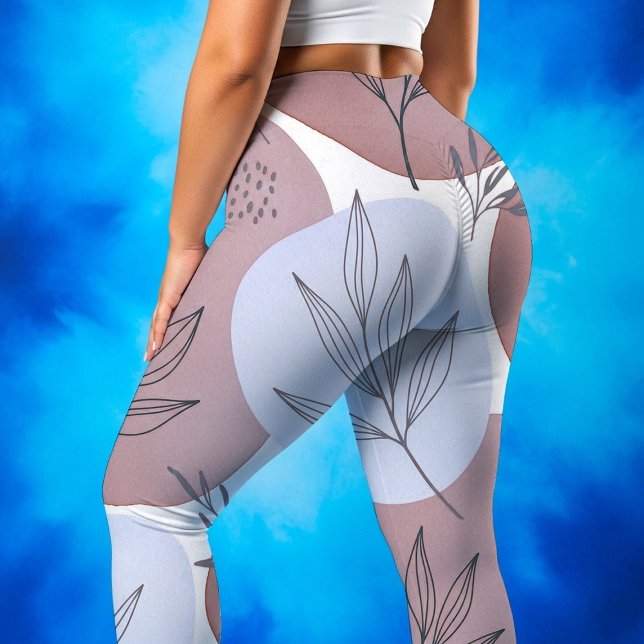 Abstract Dusty Rose and Sage Green Botanical Patte Leggings (Skapare uppladdad)