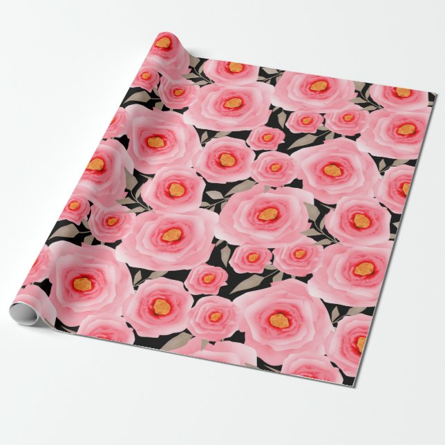 Abstract elegance seamless pattern with pink flowe presentpapper (Utrullad)