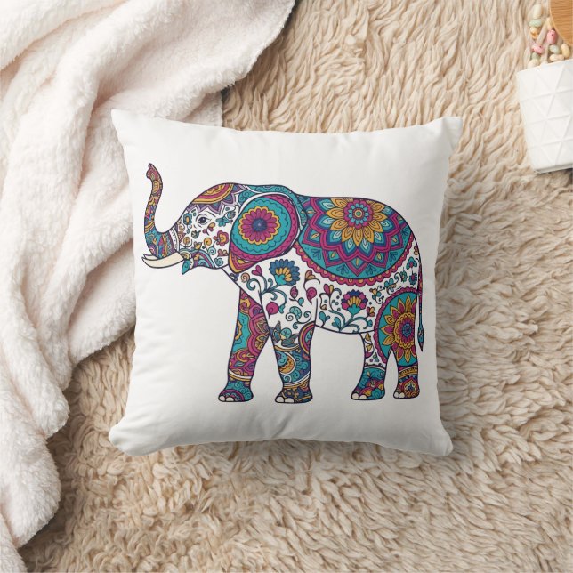 Abstract Elephant Decorative Throw Pillow – Modern Kudde (Filt)