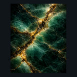 Abstract Emerald Green Jade and Gold Art Poster<br><div class="desc">This Abstract Emerald Green Jade and Gold Art Poster features a high-detail macro texture of cracked jade with vibrant metallic gold veins. Perfect for modern home office decor, luxury living rooms, or as a sophisticated gallery wall anchor. This premium matte print adds an elegant, high-contrast gemstone aesthetic to any workspace....</div>