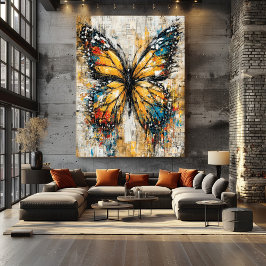 Abstract Expressionist Butterfly Painting Colorful Poster